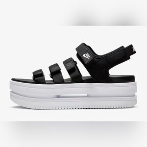 Nike Black and White Platform Strappy Sandals